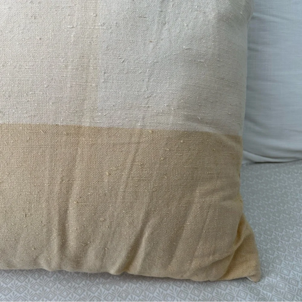 Yellow & White Contrast Linen Throw Pillow- 24 x 24 Threshold - Spring / Summer